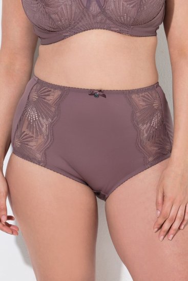 Ulla Popken 825788 Slips met hoge taille en kant Bruin - Slips - 