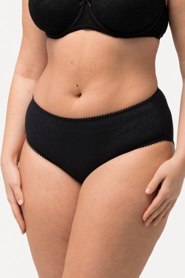 Ulla Popken 825790 Gebloemde slips met kant Zwart - Slips - 