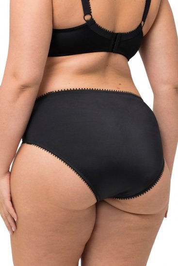 Ulla Popken 825790 Gebloemde slips met kant Zwart - Slips - 