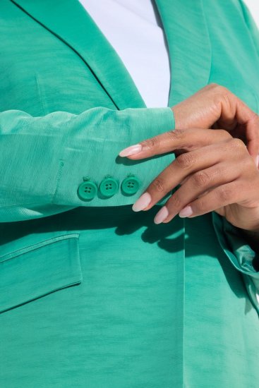 Ulla Popken 826161 Gestructureerde blazer Groen - Blazers - Blazers in grote maten voor dames