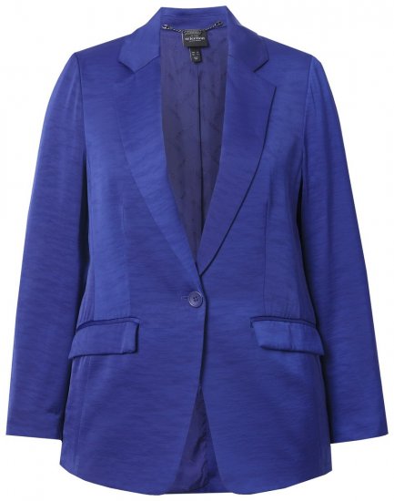 Ulla Popken 826161 Gestructureerde blazer met kleppen Donkerblauw - Blazers - Blazers in grote maten voor dames