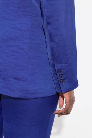 Ulla Popken 826161 Gestructureerde blazer met kleppen Donkerblauw - Blazers - Blazers in grote maten voor dames