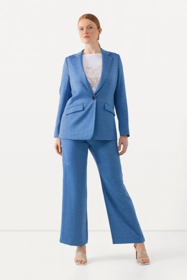 Ulla Popken 826163 Wijde pantalon Denimblauw - Stoffen broeken - Wijde stoffen broeken voor dames