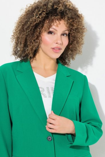 Ulla Popken 826487 Oversized blazer met kleppen Smaragdgroen - Blazers - Blazers in grote maten voor dames