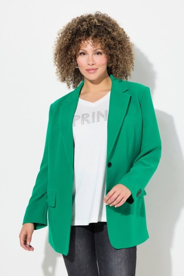 Ulla Popken 826487 Oversized blazer met kleppen Smaragdgroen - Blazers - Blazers in grote maten voor dames
