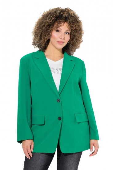 Ulla Popken 826487 Oversized blazer met kleppen Smaragdgroen - Blazers - Blazers in grote maten voor dames