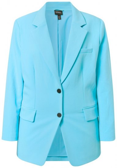 Ulla Popken 826487 Oversized blazer met kleppen Lichtturquoise - Blazers - Blazers in grote maten voor dames