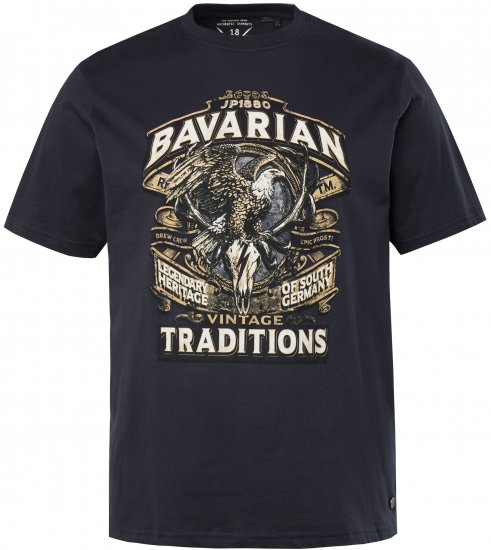 JP1880 Bavarian Design Vintage Looking T-Shirt Navy Blue - T-shirts - Grote Maten T-shirts Heren