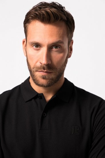 JP1880 827115 Poloshirt met lange mouwen en buikpasvorm Zwart - Polo shirts - Grote Maten Poloshirts Heren