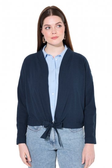 Ulla Popken 827116 Bolero met opstaande kraag van linnenmix Donkerblauw - Bolero's - 