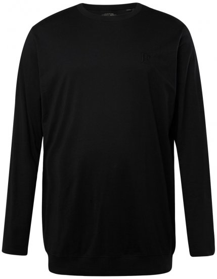 JP1880 827128 T-shirt met lange mouwen en buikpasvorm Zwart - T-shirts - Grote Maten T-shirts Heren