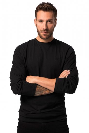JP1880 827128 T-shirt met lange mouwen en buikpasvorm Zwart - T-shirts - Grote Maten T-shirts Heren