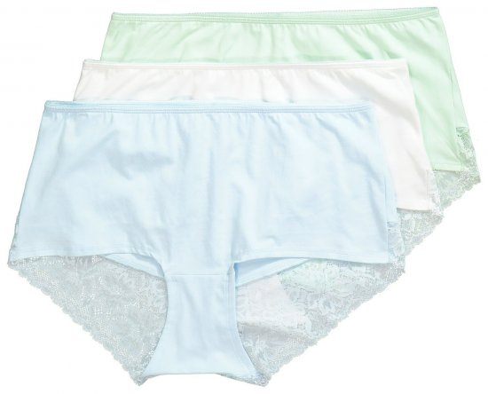 Ulla Popken 827465 Hipsters met kant 3-pack Blauw - Slips - 