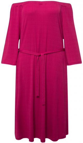 Ulla Popken 827740 Jersey jurk met driekwartmouwen Roze - Midi jurken - Midi jurken in grote maten