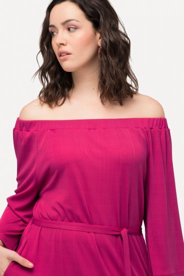 Ulla Popken 827740 Jersey jurk met driekwartmouwen Roze - Midi jurken - Midi jurken in grote maten