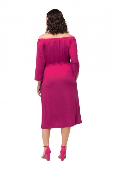 Ulla Popken 827740 Jersey jurk met driekwartmouwen Roze - Midi jurken - Midi jurken in grote maten