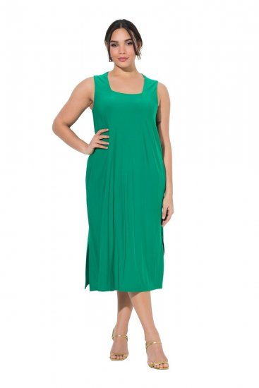 Ulla Popken 827908 Mouwloze jersey jurk Groen - Jersey jurken - 