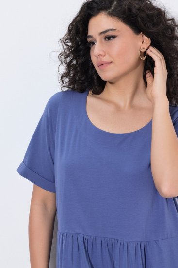 Ulla Popken 827920 Jersey jurk met korte mouwen Blauw - Jersey jurken - 