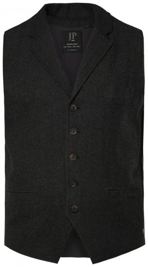 JP1880 828736 Tweed gilet met gebreide rug Zwart - Pakken - Grote Maten Kostuum Heren