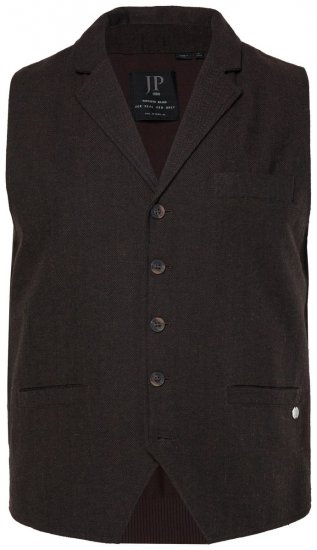 JP1880 828736 Tweed gilet met gebreide rug Donkerbruin - Pakken - Grote Maten Kostuum Heren