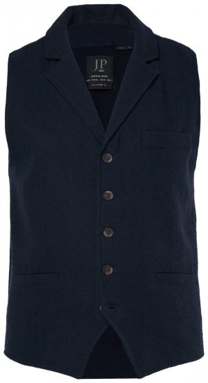 JP1880 828736 Tweed gilet met gebreide rug Donkerblauw - Pakken - Grote Maten Kostuum Heren