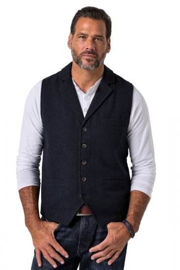 JP1880 828736 Tweed gilet met gebreide rug Donkerblauw - Pakken - Grote Maten Kostuum Heren