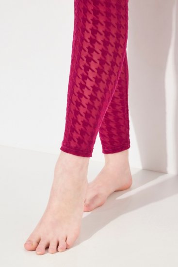 Ulla Popken 828982 Geruite panty legging Bessenrood - Panty's & sokken - 