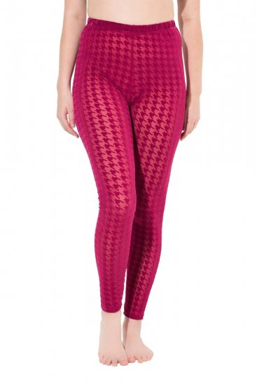 Ulla Popken 828982 Geruite panty legging Bessenrood - Panty's & sokken - 