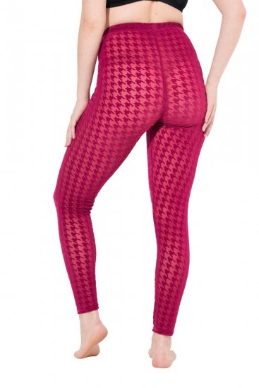 Ulla Popken 828982 Geruite panty legging Bessenrood - Panty's & sokken - 