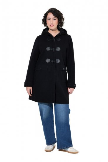 Ulla Popken 829347 Duffelcoat Zwart - Jassen - Jassen in grote maten