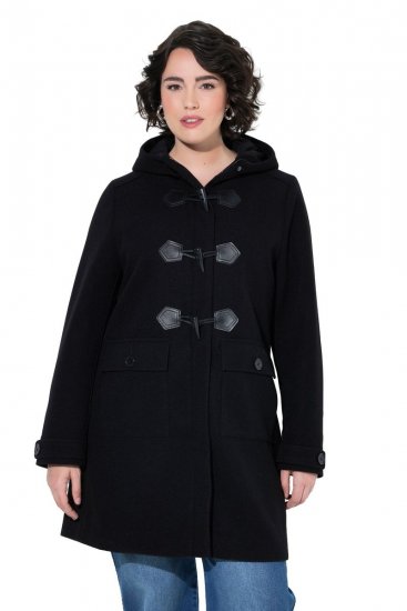 Ulla Popken 829347 Duffelcoat Zwart - Jassen - Jassen in grote maten