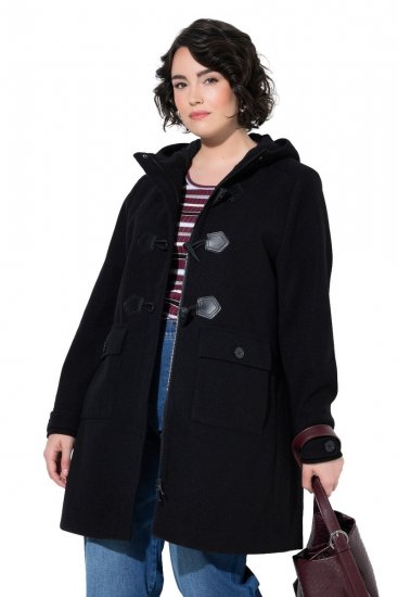 Ulla Popken 829347 Duffelcoat Zwart - Jassen - Jassen in grote maten