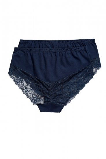 Ulla Popken 830094 Slips met kant 2-pack Donkerblauw - Slips - 