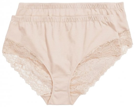 Ulla Popken 830094 Slips met kant 2-pack Beige - Slips - 