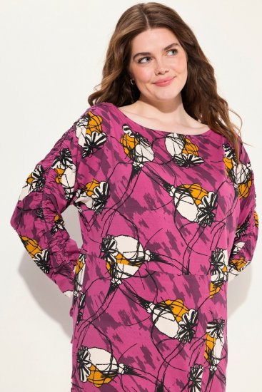 Ulla Popken 830151 Gebloemde jurk Roze - Maxi jurken - Maxi jurken in grote maten