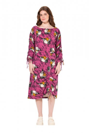 Ulla Popken 830151 Gebloemde jurk Roze - Maxi jurken - Maxi jurken in grote maten