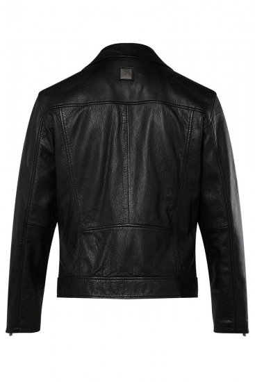 JP1880 830586 Bikerjack van lamsnappa Zwart - Jassen - Grote Maten Herenjassen