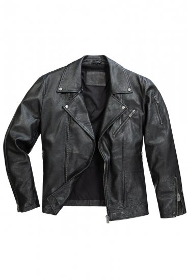 JP1880 830586 Bikerjack van lamsnappa Zwart - Jassen - Grote Maten Herenjassen