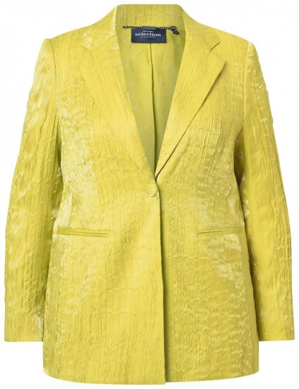 Ulla Popken 830767 Crinkle blazer Lichtgroen - Blazers - Blazers in grote maten voor dames