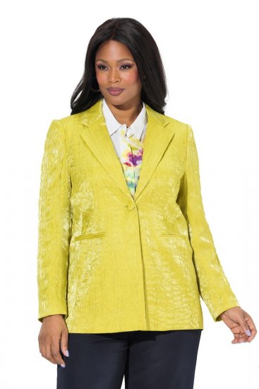 Ulla Popken 830767 Crinkle blazer Lichtgroen - Blazers - Blazers in grote maten voor dames