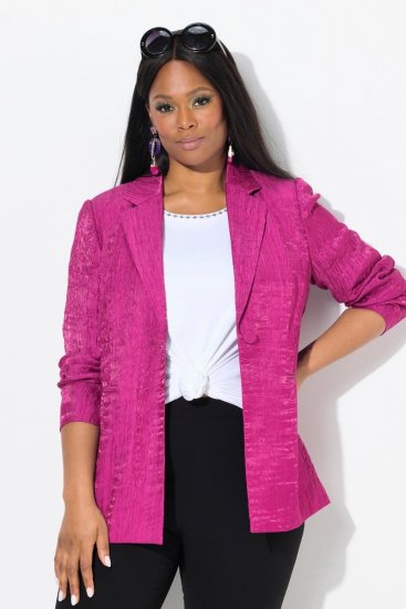 Ulla Popken 830767 Blazer met crinkle-structuur Magenta - Blazers - Blazers in grote maten voor dames