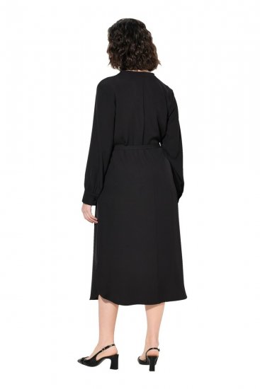 Ulla Popken 831004 Midi-jurk met lange mouwen Zwart - Maxi jurken - Maxi jurken in grote maten