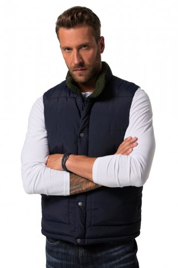 JP1880 831193 Bodywarmer met teddyvoering Donkerblauw - Jassen - Grote Maten Herenjassen