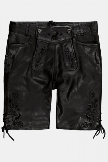 JP1880 831257 Leren short van nappaleer Zwart - Korte broeken - Grote Maten Korte Broeken Heren