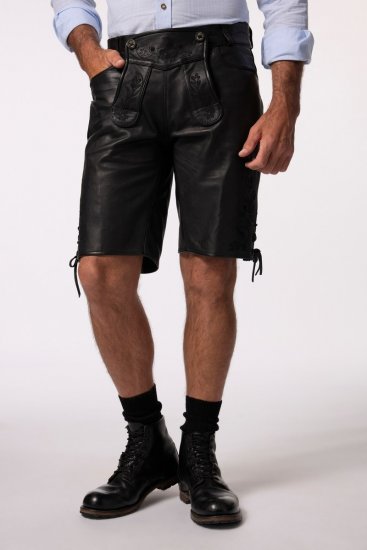 JP1880 831257 Leren short van nappaleer Zwart - Korte broeken - Grote Maten Korte Broeken Heren