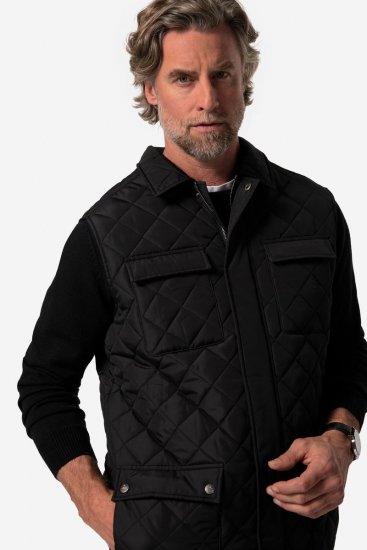 Boston Park 593 Bodywarmer gewatteerd met overhemdkraag Zwart - Jassen - Grote Maten Herenjassen