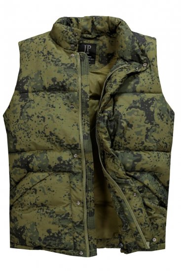 JP1880 831610 Bodywarmer gewatteerd in camouflage Groen - Jassen - Grote Maten Herenjassen