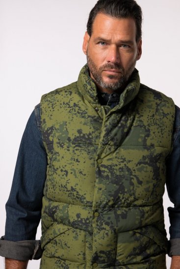 JP1880 831610 Bodywarmer gewatteerd in camouflage Groen - Jassen - Grote Maten Herenjassen