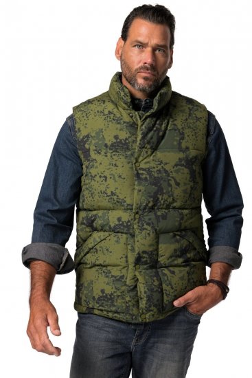 JP1880 831610 Bodywarmer gewatteerd in camouflage Groen - Jassen - Grote Maten Herenjassen