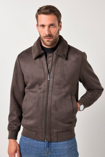JP1880 Bomber Jacket Faux Leather Dark Brown - Jassen - Grote Maten Herenjassen